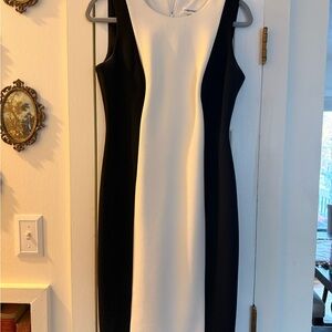 Calvin Klein Black and White Midi Dress